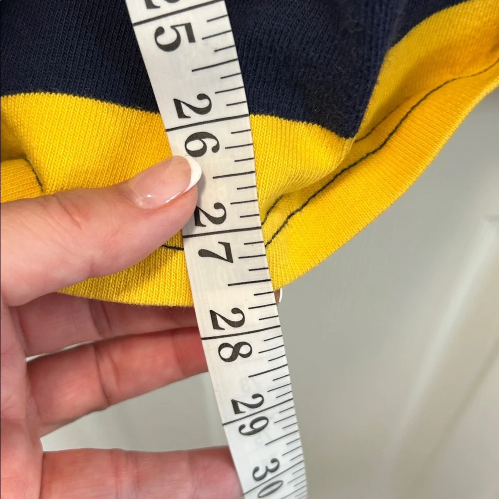 Vintage Ralph Lauren Men's Navy and Yellow Striped Shirt - Picture 7 of 9